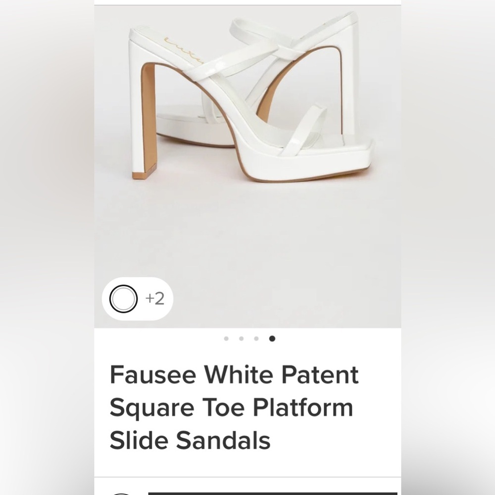 Lulus “Fausee” white platform square toe slides 8.5